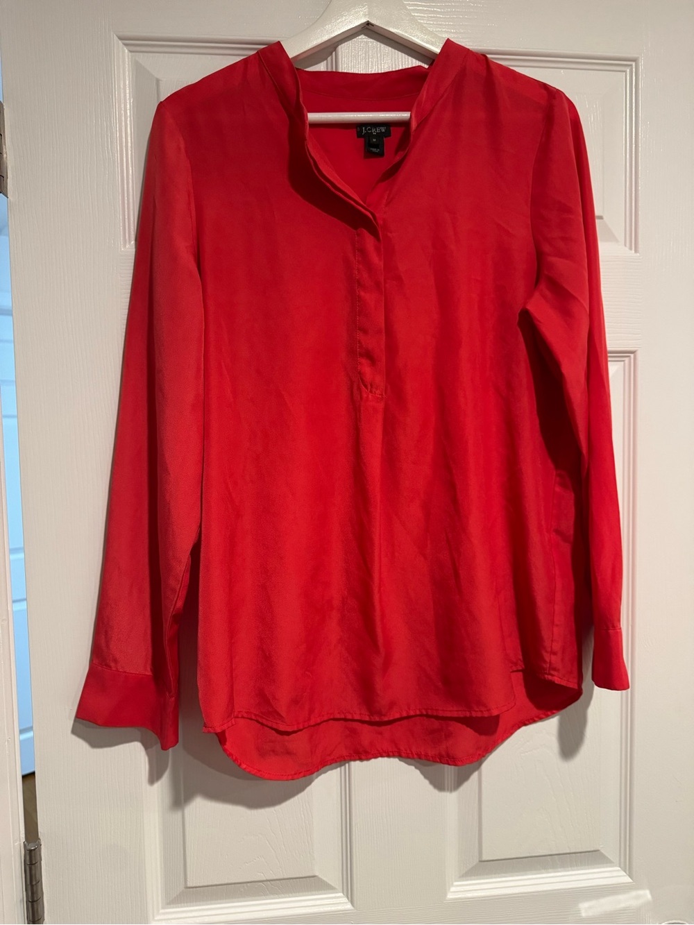 J.Crew Red Long-Sleeve V-Neck Blouse
